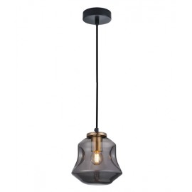 CLA-Fossette: Interior Dimpled Smoked/ Mirror Effect Glass Pendant Lights